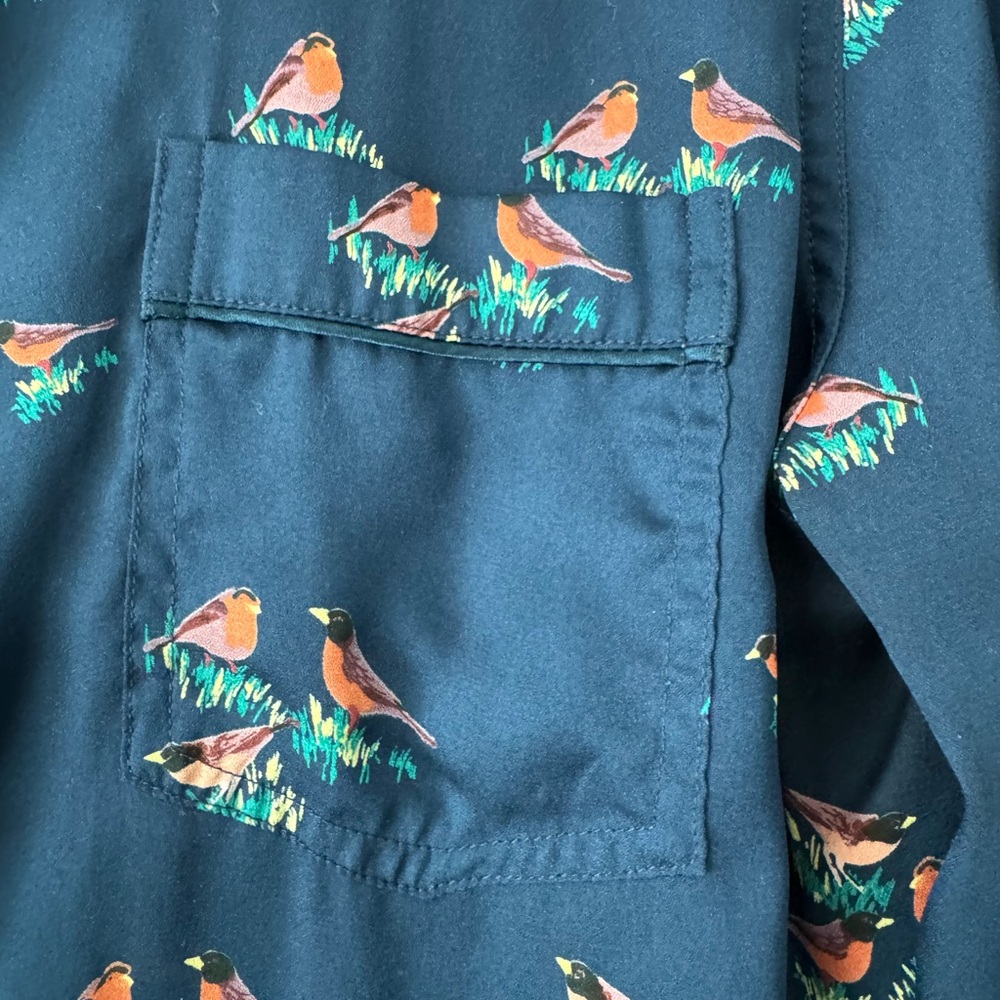 Liz Claiborne Blue Bird Pattern Shirt - Size L - Picture 3 of 3